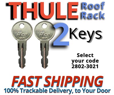 Thule Keys Roof Rack Bike Ski Luggage Carrier Key cut to your code 2802-3021
