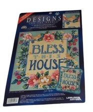 Floss Needlepoint Canvas Leisure Arts Bless This House 5928 14 X 14 Pillow New