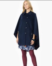 Roman Kaban Lacivert Wool Navy Blue Cape Coat Size Large