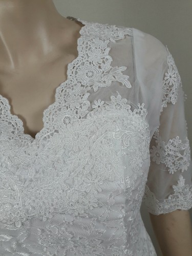 BEAUTIFUL IVORY WHITE 30S STYLE EMBROIDERED LACE MERMAID WEDDING DRESS BNWOT 8 - Picture 4 of 8