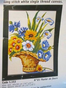 Details About Margot Panier De Fleurs Basket Of Flowers Needlepoint Canvas 115301 12x16 I