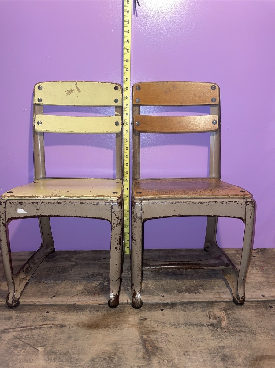 Envoy” 2-Vintage 1940's Industrial Child's School Chairs, American