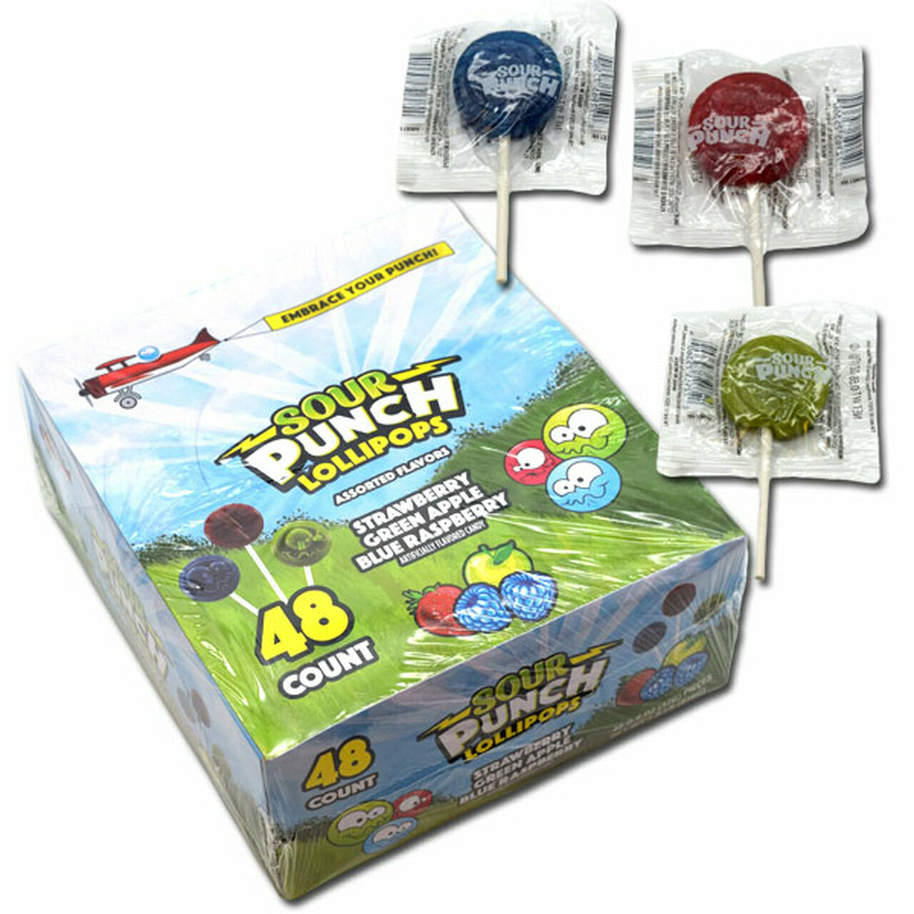Sour Punch Lollipops Pops Candy Suckers Gum Bulk Pops 48 ct Box Asst