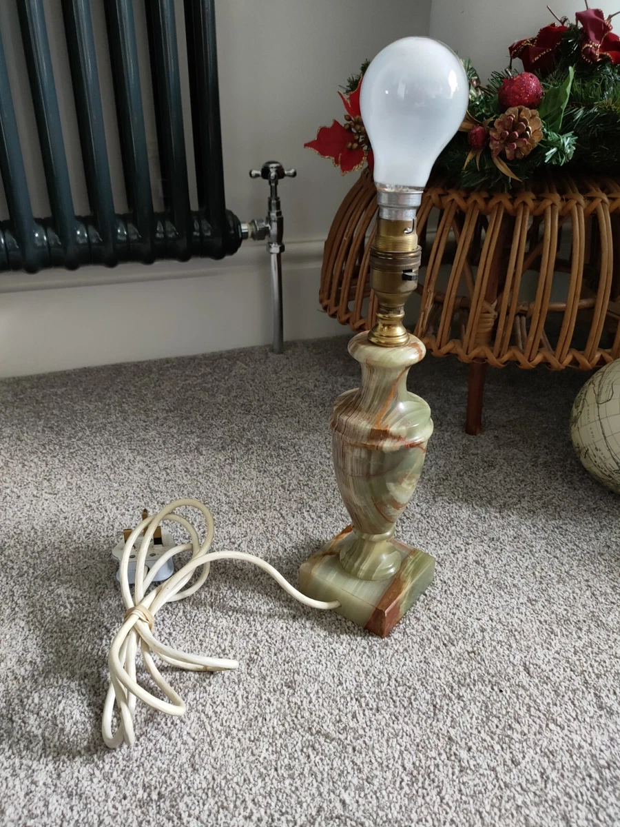 vintage onyx alabaster marble stone Table Bedside Lamp Light brass