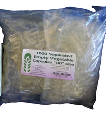1000 SEPARATED EMPTY 00 VEGETABLE CAPSULES Saves time!