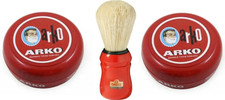 2 ARKO SHAVING SOAP BOWLS 90G PROFESSIONAL QUALITY OMEGA SHAVING BRUSH