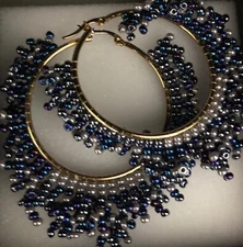 aretes En Acero Tejidas En Mostacilla