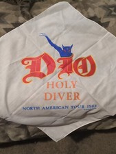 Rare Vintage Dio Tour 1983 Souvenir Handkerchief Bandana Holy Diver White NOS