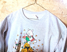 Pumpkin Jack o Lanterns and Kitties Holiday Halloween Sweatshirt see pic details