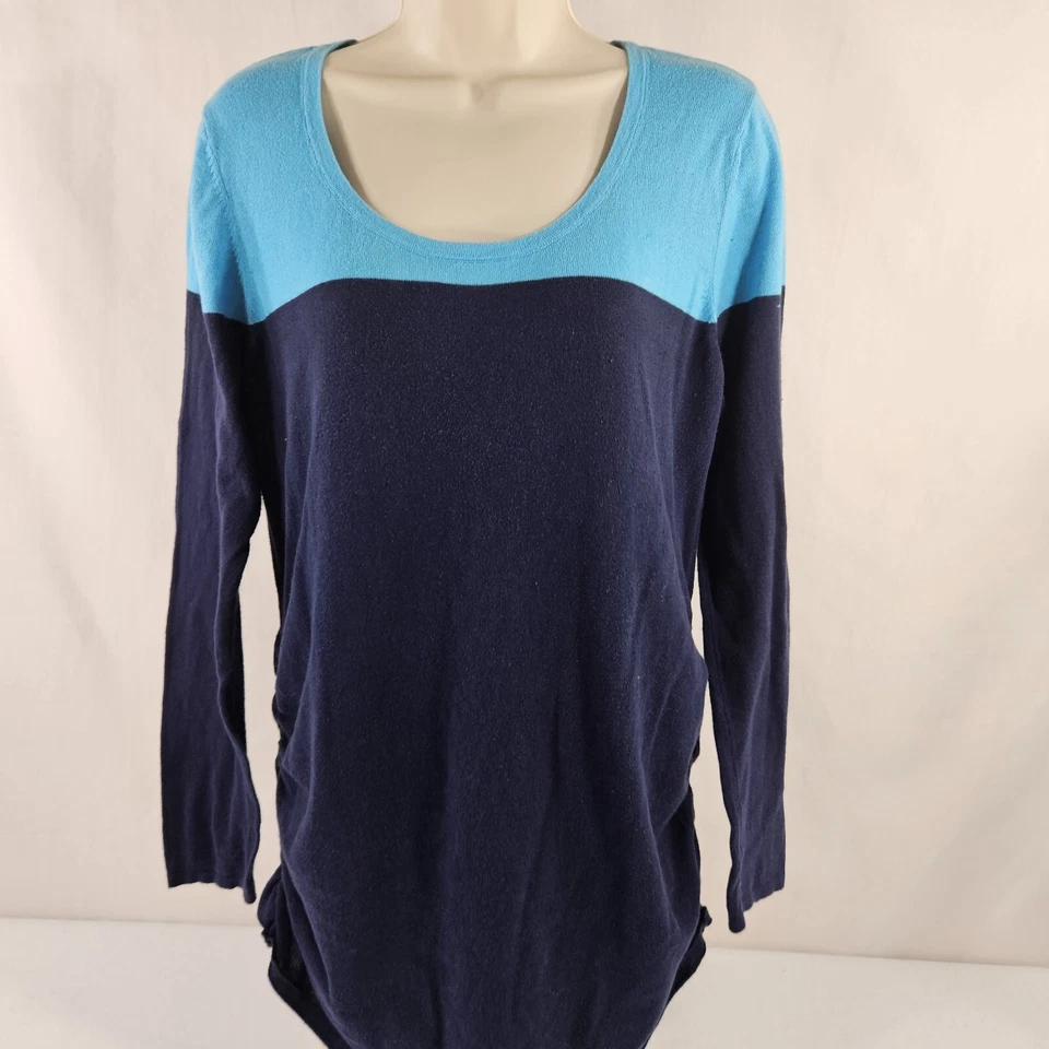 Blusa Top Maternidad Mujer Talla XL Azul Tejida Elastizada Manga Larga Ligera Foto 3 de 4