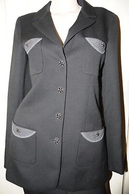 NEW Chanel SUIT Black JACKET + SKIRT Blazer Coat WOOL SILK NEW Chanel SUIT Black JACKET + SKIRT Blazer Coat WOOL SILK