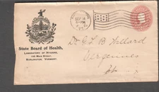 1901 illustrated advertising cover State Board Of Health Hygiene Burlington VT
