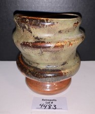 Studio Pottery Hand Thrown Vase Artist Signed JLA Brown Green Gray