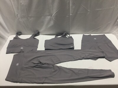 H172 ELEVEN ELEVEN ATHLEISURE 4-Pc Set (2 Tops, Shorts & Leggings) Grey Size S