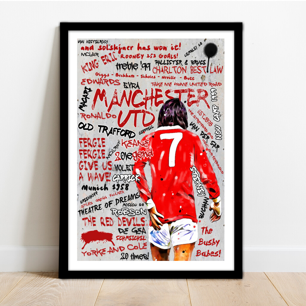 【正規輸入品】Manchester Unitedマンチェスター アートボード MANCHESTER UNITED - MAN UTD - FOOTBALL GRAFFITI ART - FRAMED PRINT