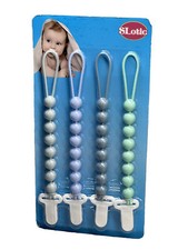 Slotic 4 Pack Chewable Silicone Pacifier Clip -1pk of 4pcs-Brand New-SHIP 24 HRS