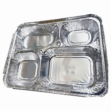 Foil Containers With Lids Home Takeaway Boxes 4 Compartments Aluminium Hot Food
