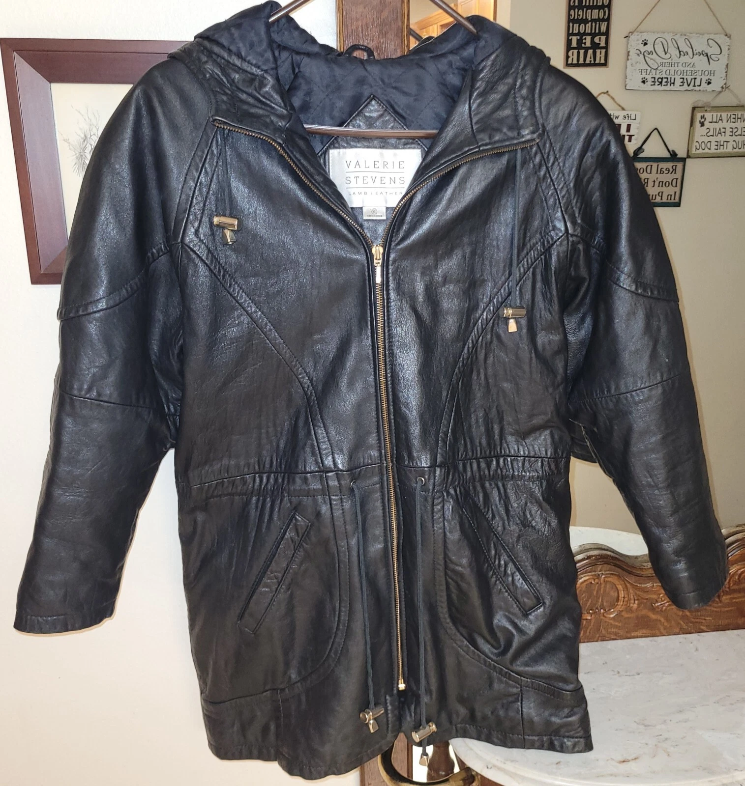 ladies VALERIE STEVENS Soft Leather LAMBSKIN Jacket Small Hoodie