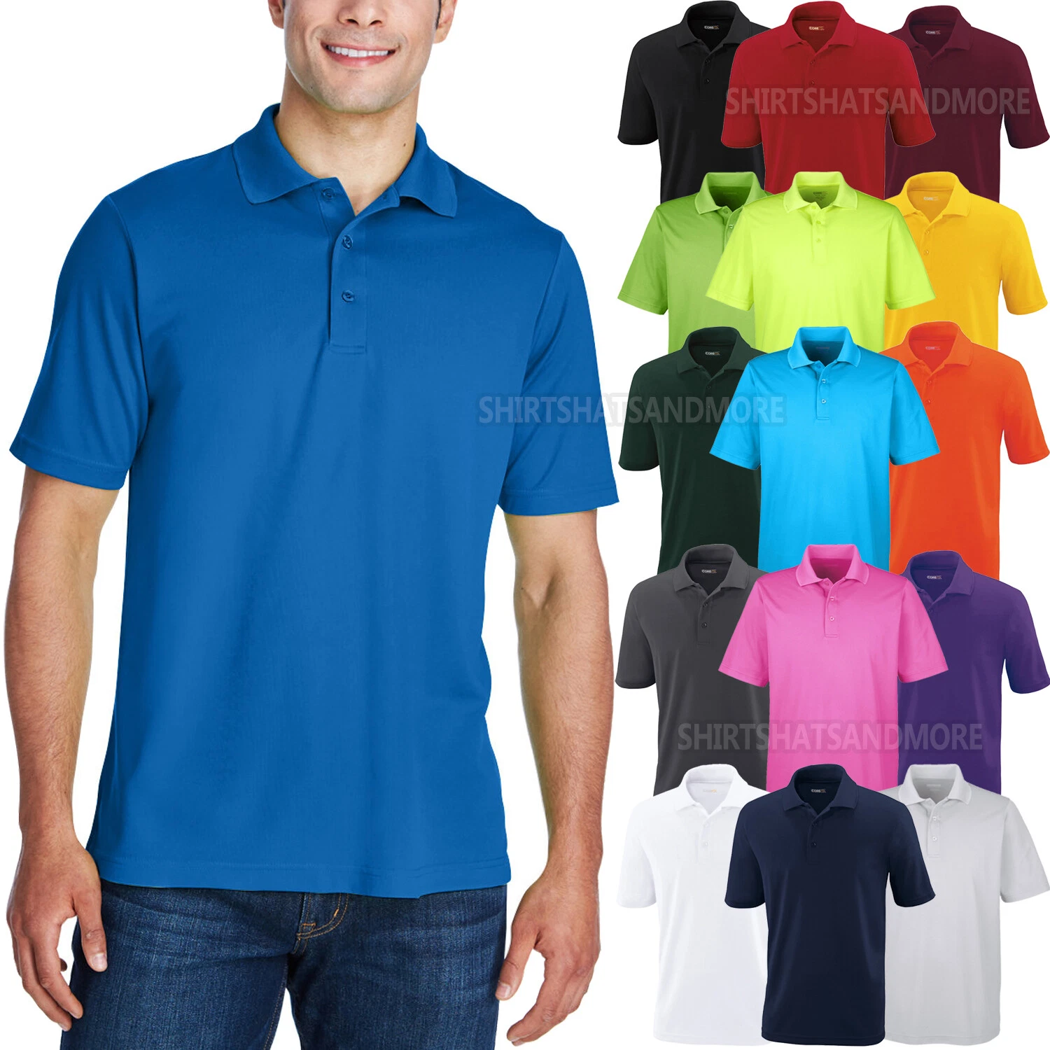Men's Moisture Wicking Piqué Dri Fit Anti-Microbioal UV Sun Protect Polo XS-6XL