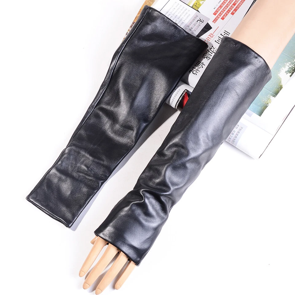 35cm Women's Real leather Fingerless Party Evening Opera/Long  Mittens Gloves - Image 2 of 4