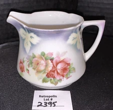 Leuchtenburg Germany Ceramic Creamer Pitcher Pink Roses Floral Vintage