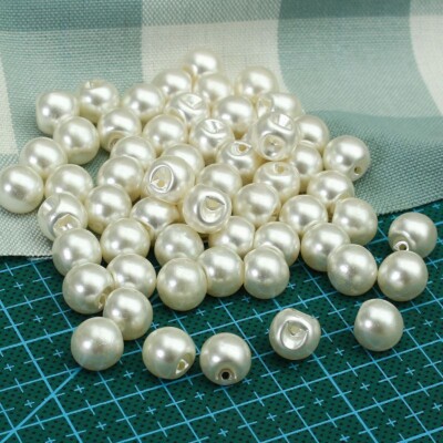 10 X 8 MM WEISSE PERLEN SEITLICHES LOCH AUFNÄHEN HOCHWERTIGE KUNSTHARZ KNÖPFE PERLEN