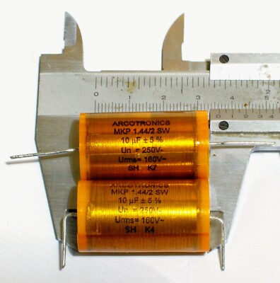 2 pcs Arcotronics 10µF 250V 5% MKP Polypropylene 1.44/2 SW capacitor ...