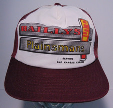 1980s Vintage BAILLYS PLAINSMANS KANSAS FARMER SNAPBACK TRUCKER HAT MADE IN USA