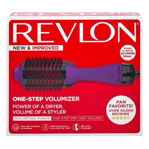 Revlon One-Step Ceramic Hair Dryer & Volumizer Hot Air Brush, Purple - Picture 2 of 5