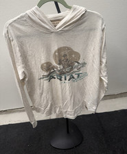 Ariat Women's White Pullover Hoodie Cotton Jersey Graphic Logo Western M