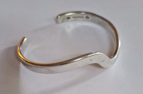 Wave 925 Sterling Silver sign Handmade Cuff Wave Bracelet
