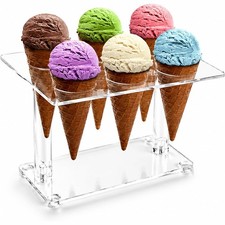 Ice Cream Cone Holder with 6 Holes, Transparent Ice Cream Stand for Party