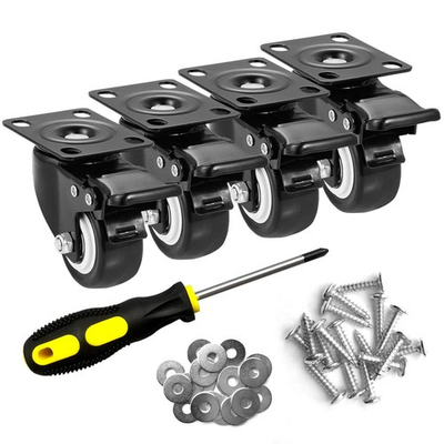 #ad 4pc 2quot; Heavy Duty Swivel Plate Casters Locking PU Wheels No Noise Brake Set $26.20