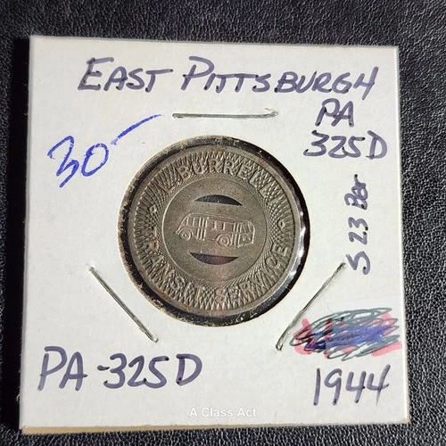 1944 L. Burrelli Transit Serv-East Pittsburgh, Pennsylvania Token. PA325D. B2362 - product listing photo