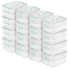 Sterilite Convenient Home 2-Tier Layer Stack Carry Storage Box, Clear 16 Pack