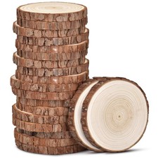 Unfinished Natural Wood Slices with Bark - 20 Pcs 3.5-4 inch Wood Craft kit, DI