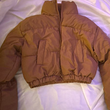 Women s Brown Puffer Jacket Full Zip Padded L...