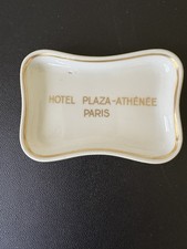 Vintage Hotel Plaza-Athenee Ashtray/Trinket Dish-White With Gold Trim Paris, FR