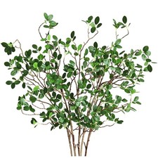 Artificial Eucalyptus Green Branches with Leaves Faux Long Stems Fake Greener...