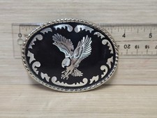 Vintage The Westerner Eagle Western Belt Buckle Silver Tone 3.75 Inch Oval