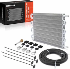 Aluminium Transmission Oil Cooler 8 Pass Tube & Fin Universal Kit w/ Hose Mount