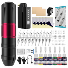 Complete Professional Tattoo Kit with Wireless Pen and Needles for Beginners