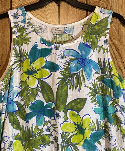 HOT COTTON MARC WARE L Floral Multicolor Sleeveless Linen Long Maxi Shift Dress - Picture 3 of 4