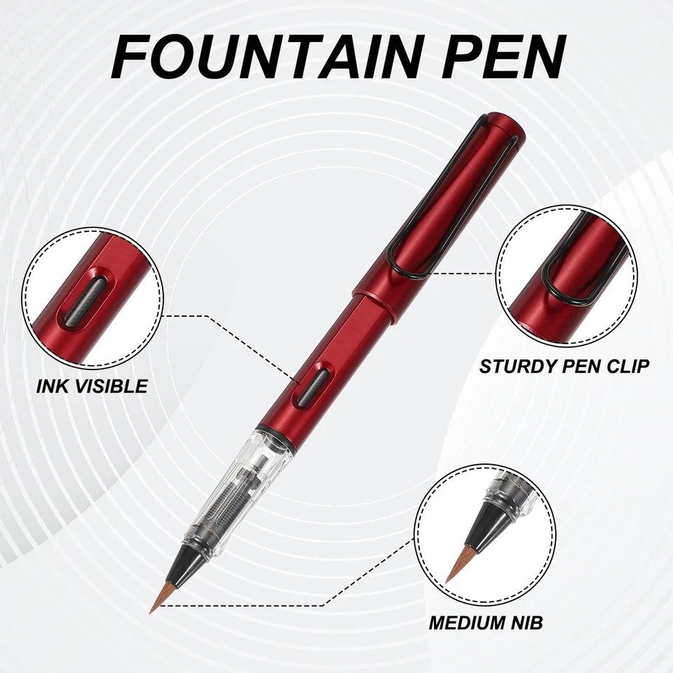 4 шт. каллиграфические кисточки ручки с чернильной заправкой 10 шт., красные - Изображение 3 из 4