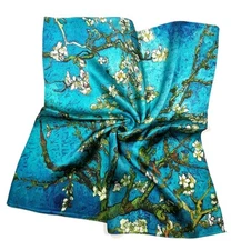 100% Mulberry Silk Square Scarf in Gift Box 21x21 ApricotBlossom