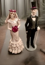 Skeleton Bride  Groom Figurine Halloween Decoration Till Death Do Us Part