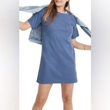 Madewell | Oversized Relaxed Fit Ribbed Jersey T-shirt Dress In Still Ocean XXS