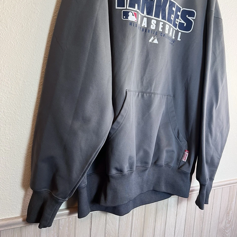 Подлинная толстовка с капюшоном New York Yankees MLB Therma Base серая XXL подходит для фанатов с логотипом - Изображение 4 из 4