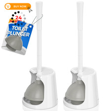 Toilet Plunger with Holder, 2 Pack Plungers for Bathroom 5.7 inches, White