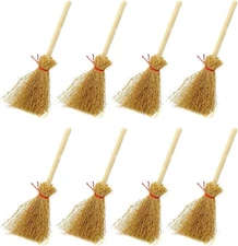 Honbay 20PCS Miniature Artificial Mini Straw Brooms with Red Light Brown 
